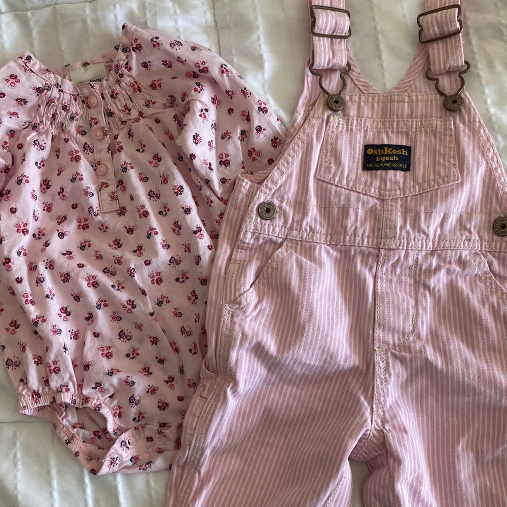 6m OshKosh overalls and floral onesie